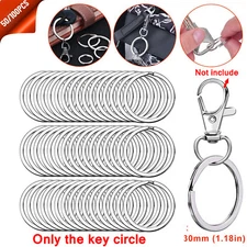 100/50 PCS Stainless Steel Key Rings Split Hoop-30/25/20mm DIY Flat Metal Chains