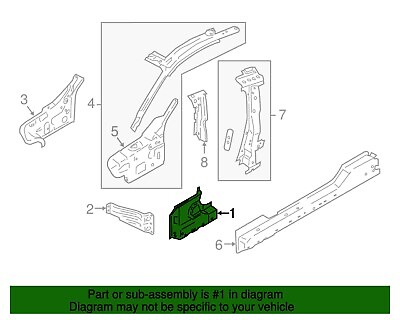 2015-2019 Ford Mustang OEM Front Left Lower Pillar Reinforced FR3Z-6302501-A - Picture 4 of 4