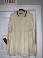 VINTAGE 70s SPORTS WEAR By SEARS TERRYCLOTH POLO LS SHIRT Mens XL Tan Brown