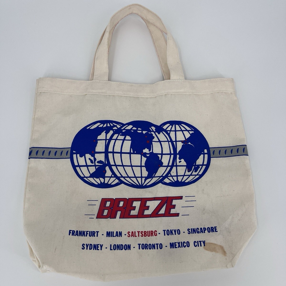 Vintage 80s 90s Breeze Stainless Steel Tote Canvas Book Bag