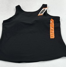 32 Degrees Cool Women's Soft Ribbed Fabric with Built-In-Bra Top, Black, XXL