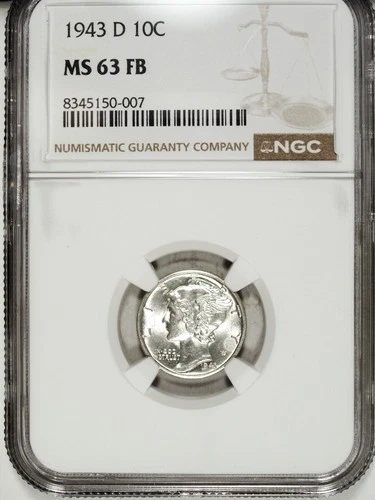 1943 D NGC MS 63 FB Mercury Silver Dime ☆☆ Great For Sets ☆☆ 007