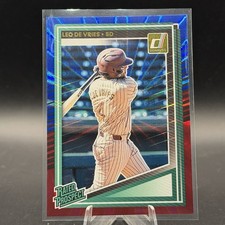 2025 Panini Donruss Rated Prospects Leo De Vries #148 Red & Blue Laser RC MLB