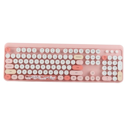 Rosa Drahtlose Tastatur Und Maus Combo Schöne Schnurlose Retro Runde Tastat DON - Bild 19 von 24