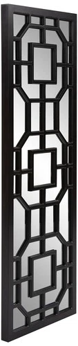 Howard Elliot Aldrich 46 1/2" High Matte Black Wood Wall Mirror - Picture 3 of 5
