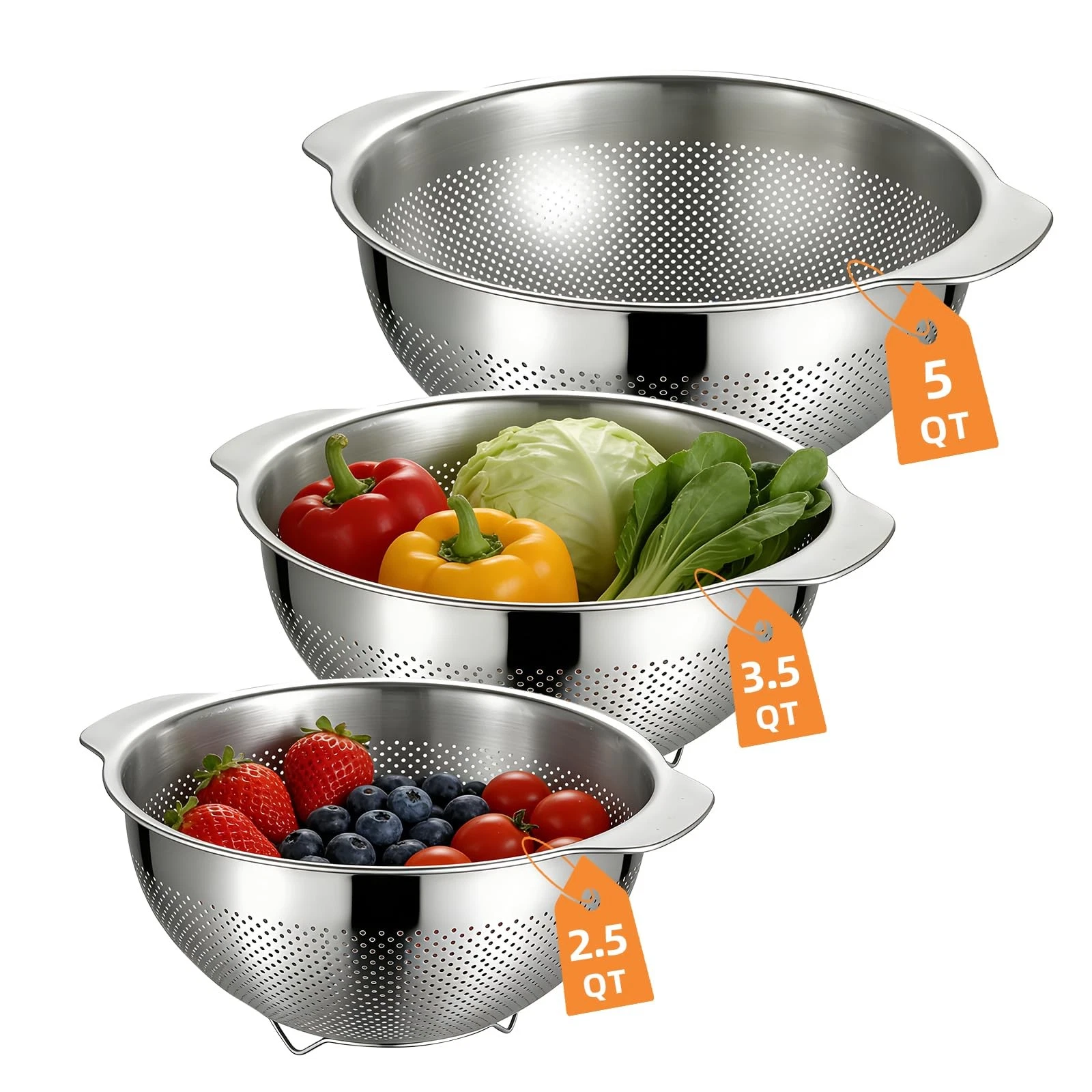 Colanders & Food Strainers,304 Stainless Steel Colander,3 Pcs Kitchen Straine...
Opens in a new wind