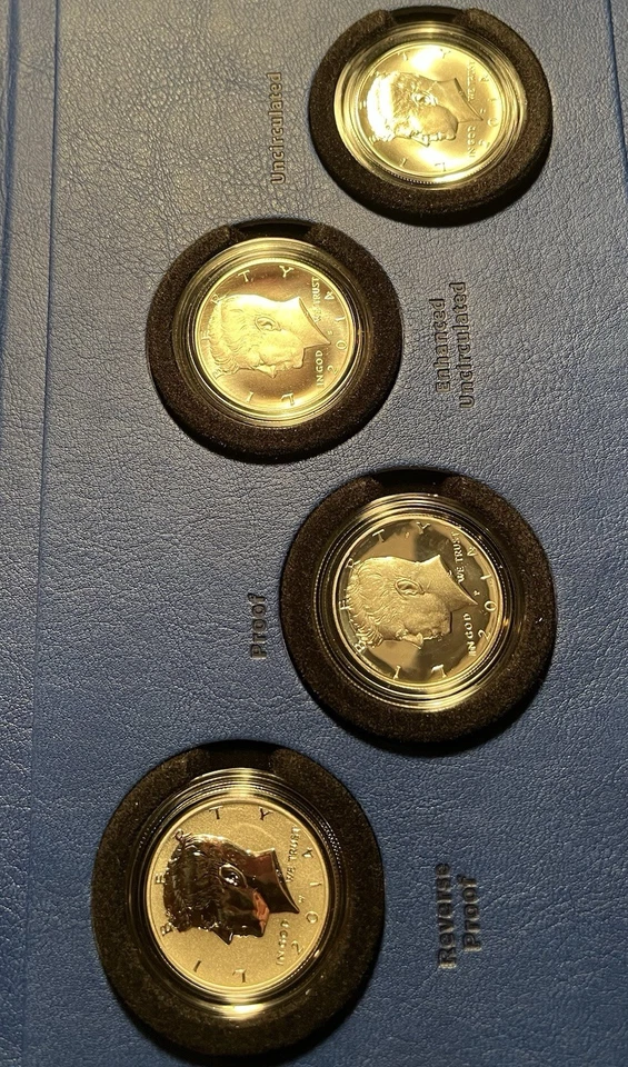 2014 Джон Ф. Кеннеди 1/2 доллара 50-летие 4 монеты доказательство комплект w/коробка и сертификат подлинности - Изображение 3 из 3