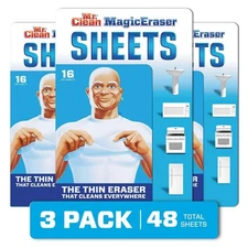 Mr. Clean Magic Eraser Cleaning Thin Sheets, 16 Sheets 3 PACK 48 TOTAL SHEETS
