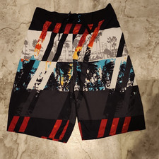 Boys L 14/16 Arizona Jean Company Swim Trunks Graphic Print Multicolor Polyester