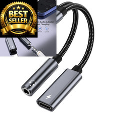 Samsung Galaxy S26 Headphone Adapter, USB C to AUX Mic Jack with PD 60W Gray