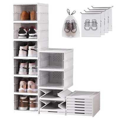 Wuciray Schuh Aufbewahrungsbox 6 Stück Schuh Organizer klar stapelbar mit magnetischer Tür