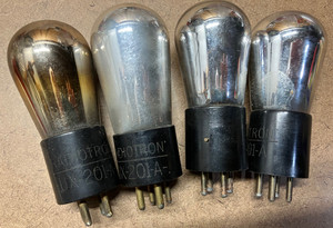 4 Antique Radiotron UX 201-A  Globe Radio Tube GOOD FILAMENT SLIGHT DIFFERENCE