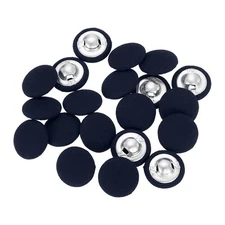 20Pcs Fabric Cloth Covered Button, 15mm 24L Metal Shank Buttons, Navy Blue