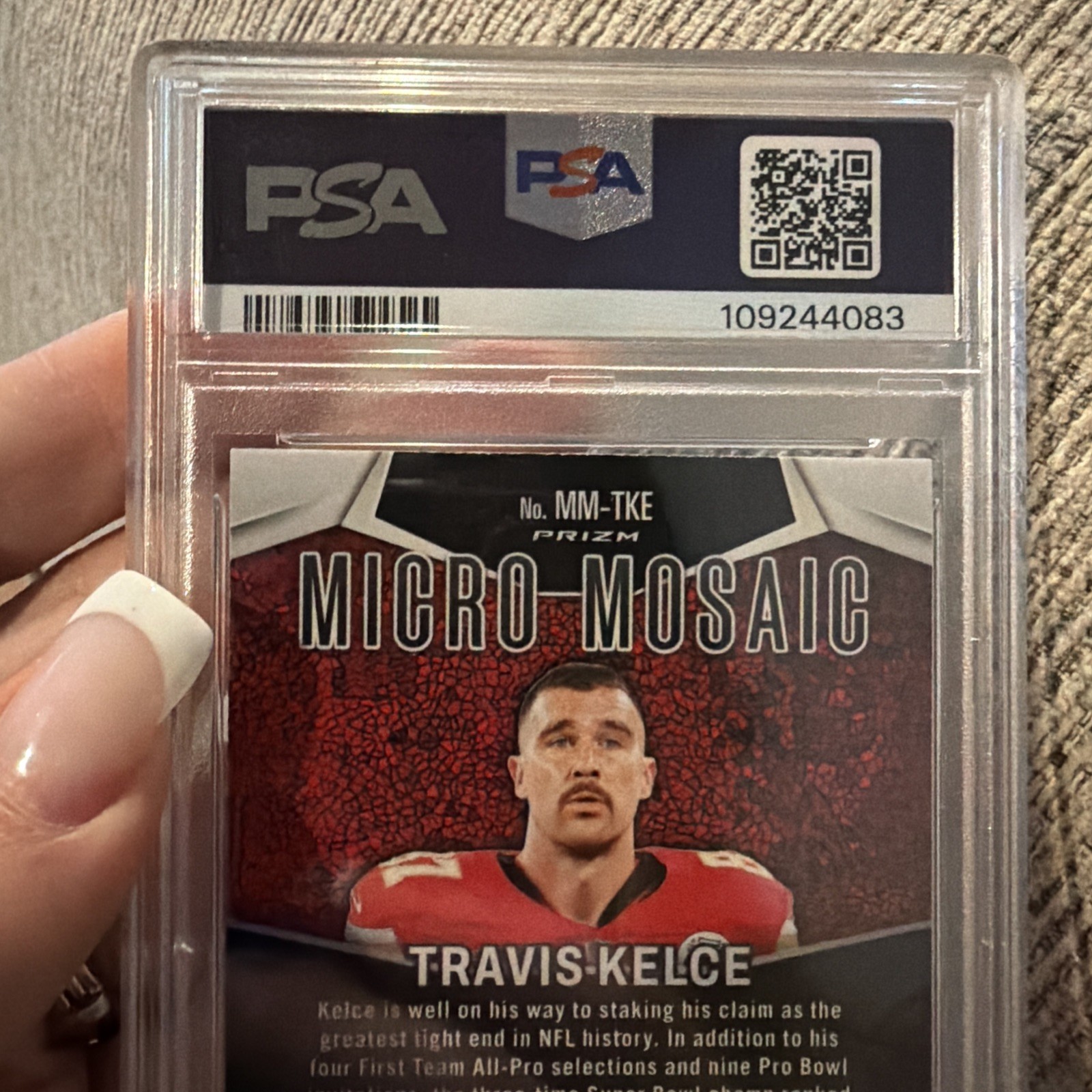 TRAVIS KELCE PSA 10 GEM MT 2024 PANINI MOSAIC #MM-TKE MICRO MOSAIC SP CHIEFS  view 3
