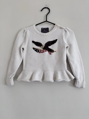 American Living Flag Eagle Girls Sweater Ruffles Ivory White Cute Patriotic 4T
