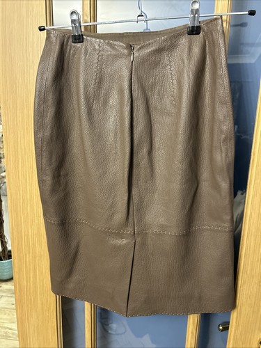 Paule Ka 100% Real Leather Skirt Size 38 New No Tags Mocha Brown - Picture 4 of 9