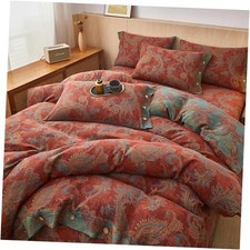 Vintage Boho Jacquard Floral Duvet Queen 90" x 90" A boho Jacqurd Floral