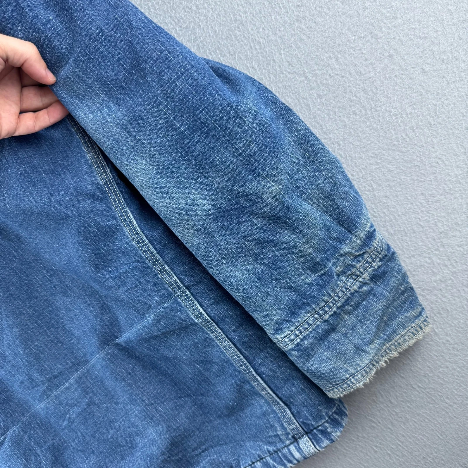 Vintage Lee Jelt Denim Chore Coat Mens 42 Reg  70s Blanket Lined Jacket image 13