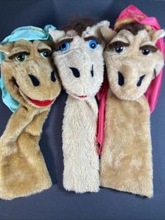 Vintage 1984 One Way Street Hand Puppet Plush Toy Camels Made in USA Lot of 3
