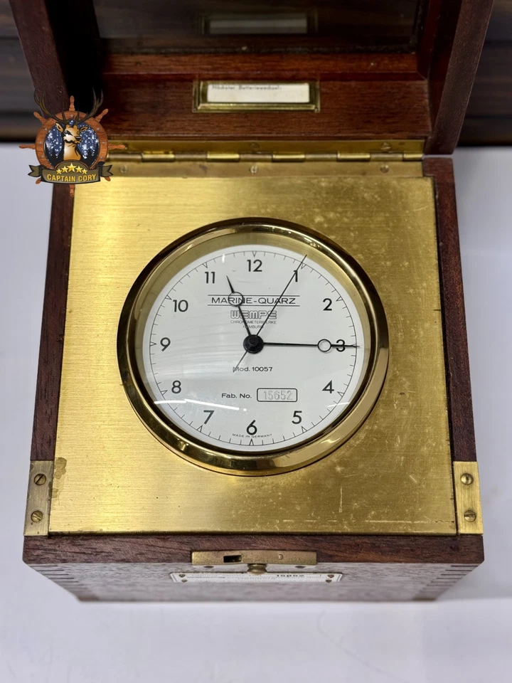 Cronómetro Wempe Cuarzo Marino - Alemania Reloj de Mesa Madera Diseño Oficina Foto 3 de 4