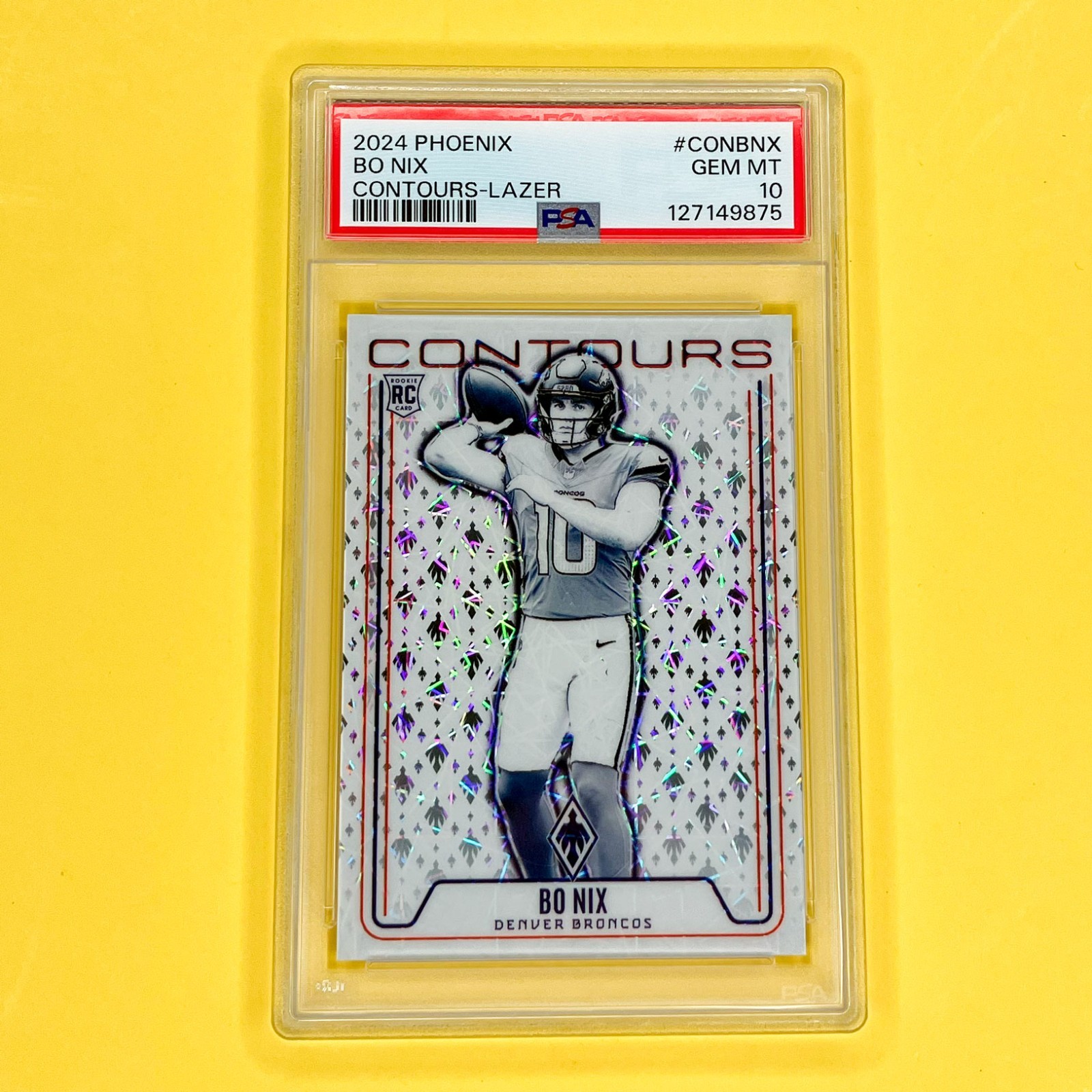 2024 Panini Phoenix - Contours Bo Nix Lazer #CON-BNX (RC) PSA 10