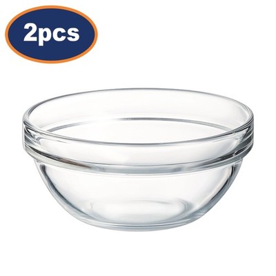 Salatschüssel Hartglas 12 cm klar stapelbar Arcoroc spülmaschinenfest 2 Stück