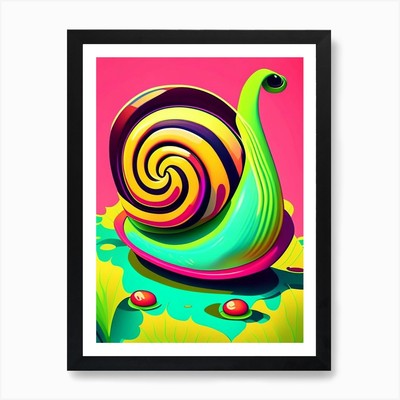 Teich Schnecke Pop Art Kunstdruck gerahmt Wandbild Poster Leinwanddruck Bild