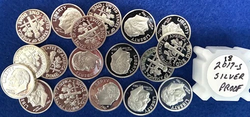 2017-S Roosevelt DCAM Proof Silver Dimes Lot of 18 Pieces