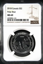 2018 CANADA 1/2 ounce Silver 2 DOLLARS NGC MS-69 Polar Bear