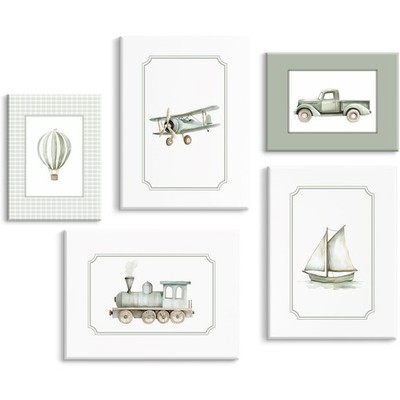 Sage Green Nursery Wall Art Boys Room Canvas Poster Kids Wall Decor Vintage V...