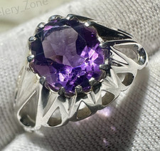 Natural Purple Amethyst Ring 925 Sterling Silver Ring For Men's Engagement Ring