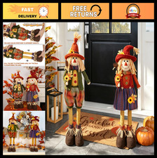 2 Pack Large Scarecrows with Stretchable Legs - 28" Fall Decorations for Home, P