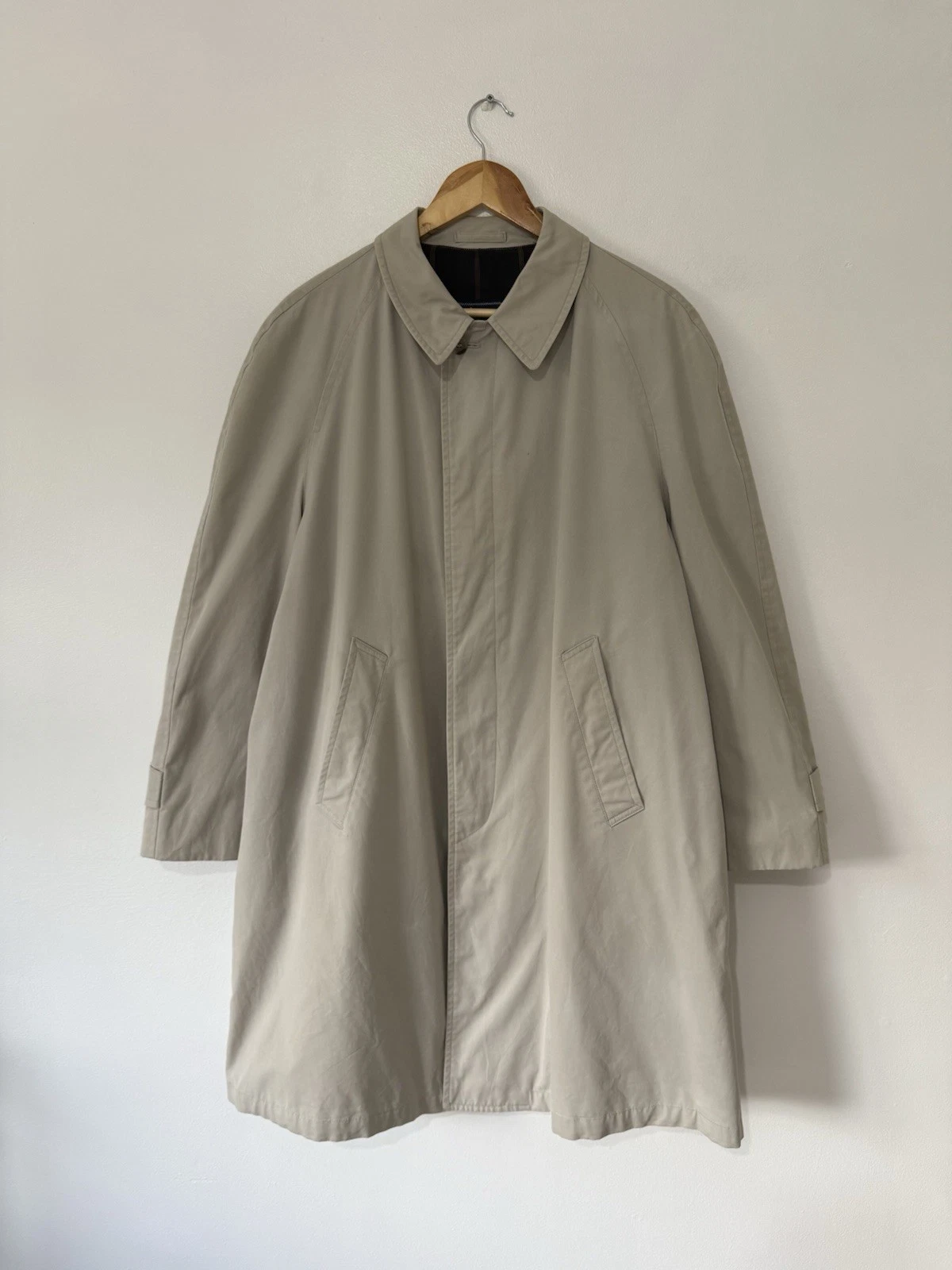 Burberry trench uomo anni '70 Balmacaan 44R beige check ottime condizioni