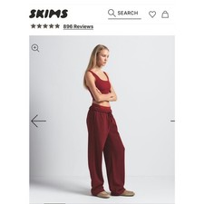 SKIMS Straight Leg Fleece Pant. Size Small. Sold Out Color Merlot