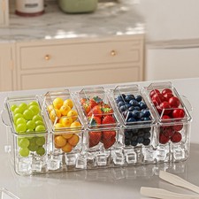Ice Cooled Condiment Serving Container 5 Compartment Sturdy Ice Chilled