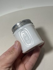 Antique Pond's Cold Cream Milk Glass Bottle w/Embossed Aluminum Lid 2.5 In