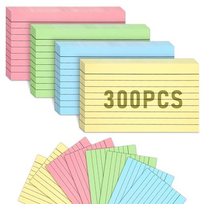 3x5 Inches Flash Cards, 300 Ruled Index Cards, Study Learning, Multicolor