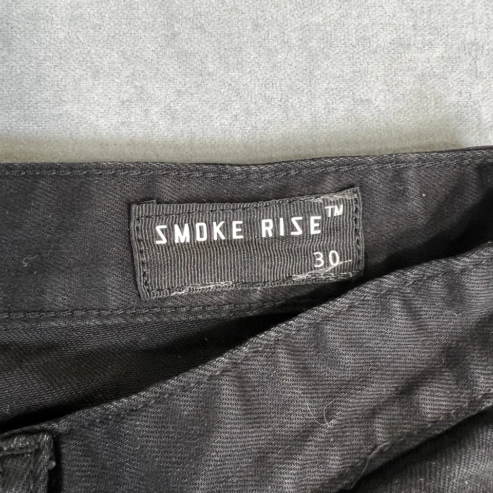 Smoke Rise Denim Jeans Shorts Mens 30 Black Distressed Raw Hem Stretch Denim - Image 3 of 4