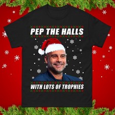 Funny Football Christmas T-Shirt Pep the Halls with Lots of Trophies, Xmas Tee