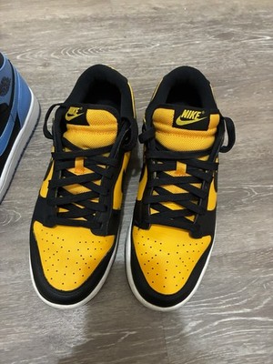 Nike Dunk Low Black Yellow Leather Upper Low Top Basketball Sneaker
