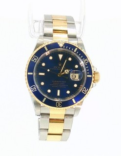 VINTAGE ROLEX SUBMARINER 16613 BLUESY WRISTWATCH 18K GOLD STAINLESS STEEL