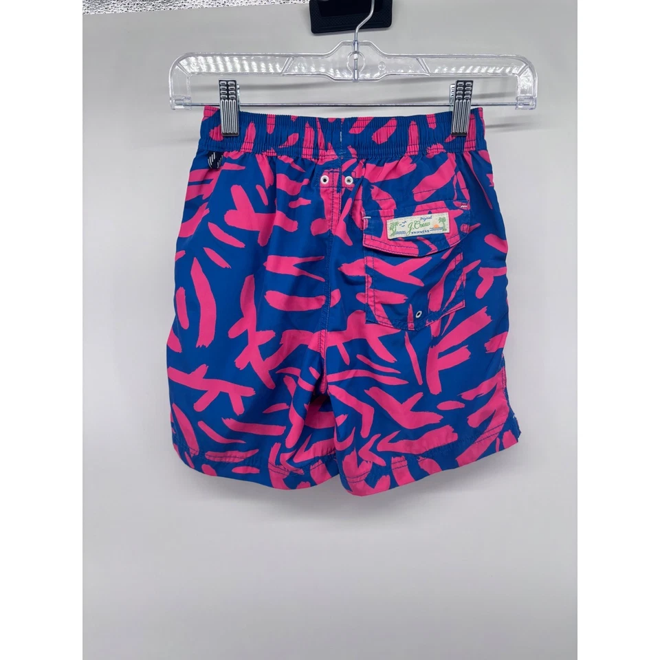 Bañador J.Crew para niños talla 8 azul rosa abstracto con cordón Foto 4 de 4