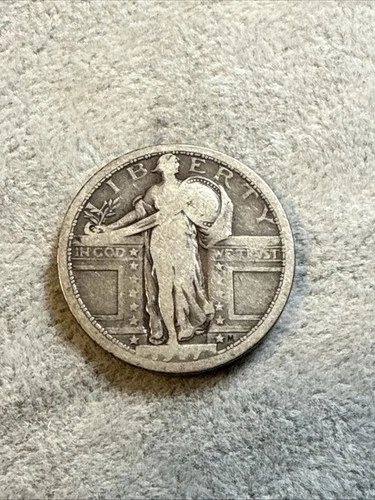 1917-S Type 1 Key Date Standing Liberty Silver Quarter in Fine Condition 7748