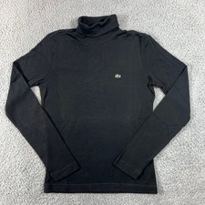 Lacoste Women's Black Cotton Turtleneck Long Sleeve Top US Size M EU/6 VTG NWT