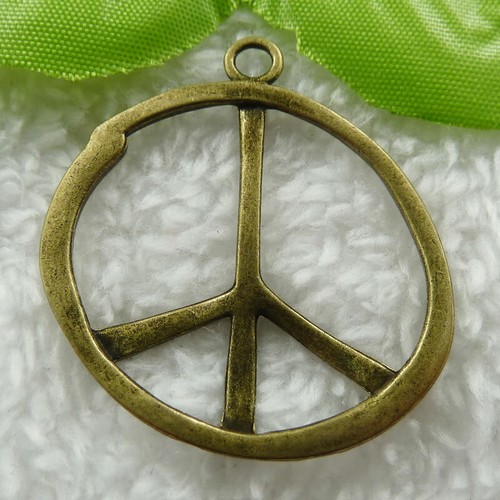 Free Ship 56 pcs bronze plated peace symbol charms pendant 43x39mm B515 - Picture 2 of 4