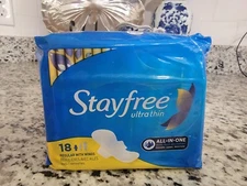 Stayfree Ultra Thin Regular Pads With Wings, 18 Count NEW 