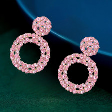 Pink/Purple/Blue Crystal Rhinestone Round Circle Stud Earrings