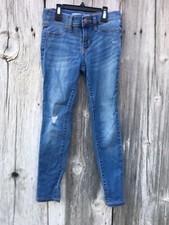 Old Navy Girls Size 10 Rockstar Blue Super Skinny Jeggings Mid Rise