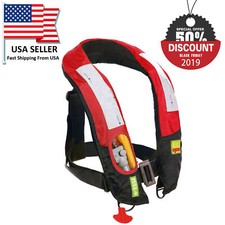 A  Quality M-33 Manual Inflatable Life Jacket Lifevest PFD Reflective Bouyancy