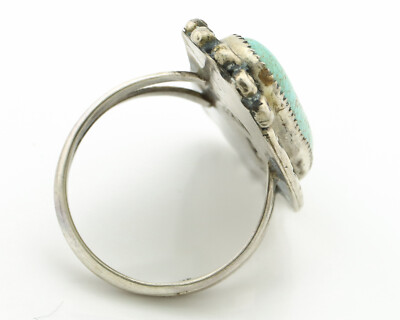 Navajo Ring .925 Silver #8 Turquoise Artist Signed Roy Buck C.80's